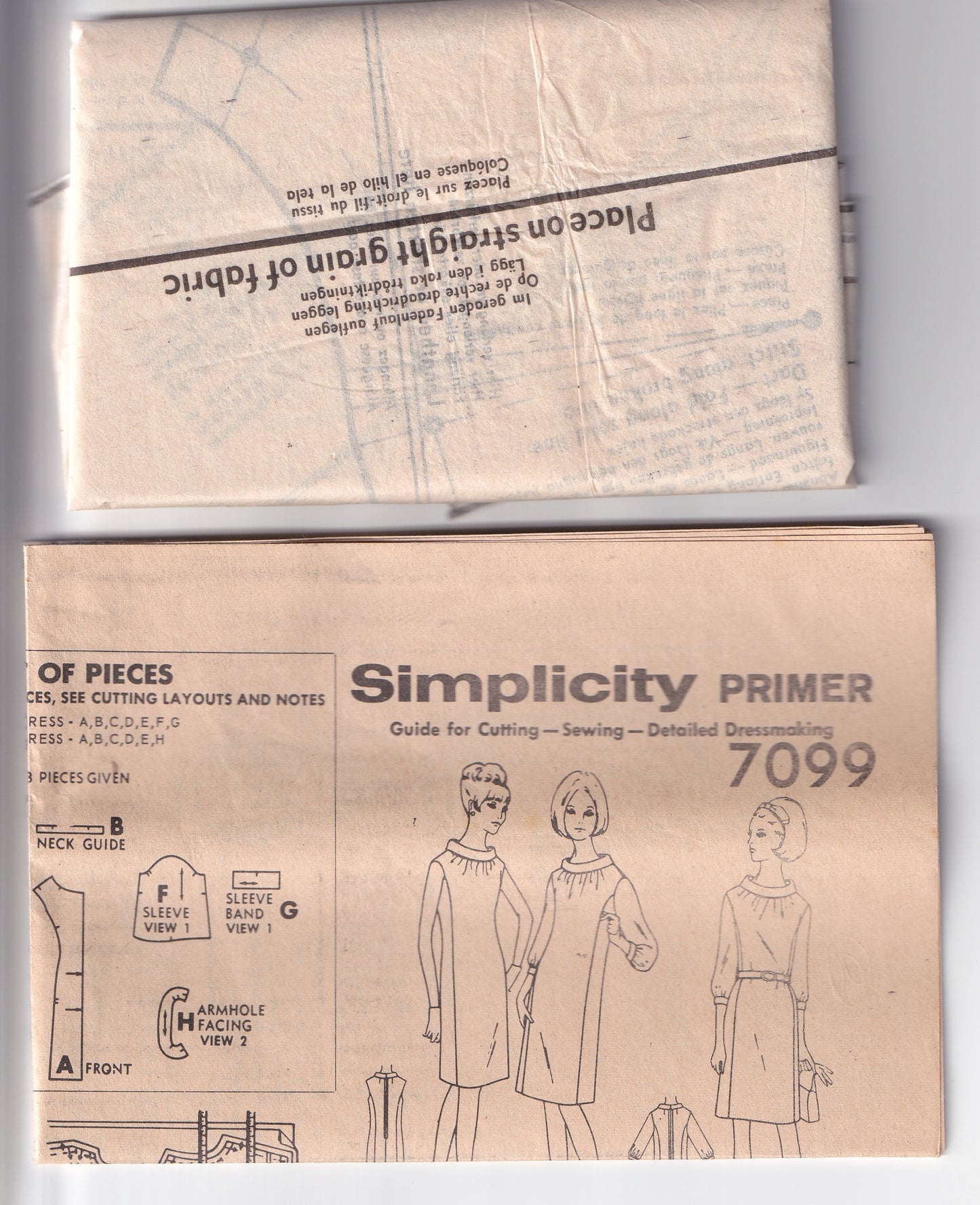 Simplicity 7099 Womens Shift Dress with Gathered Neckline and Roll Collar 1960s Vintage Paper Sewing Pattern Size 14 Bust 34 Inches