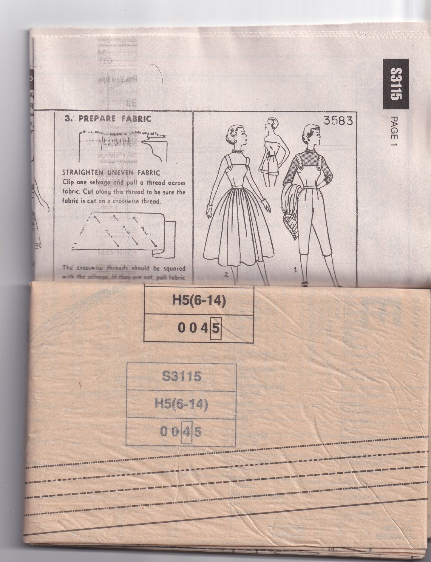 Simplicity 3115 Womens Reissued 1950s Pinup Style Playsuit & Skirt Paper Sewing Pattern Size 6 - 14 UNCUT Factory Folded