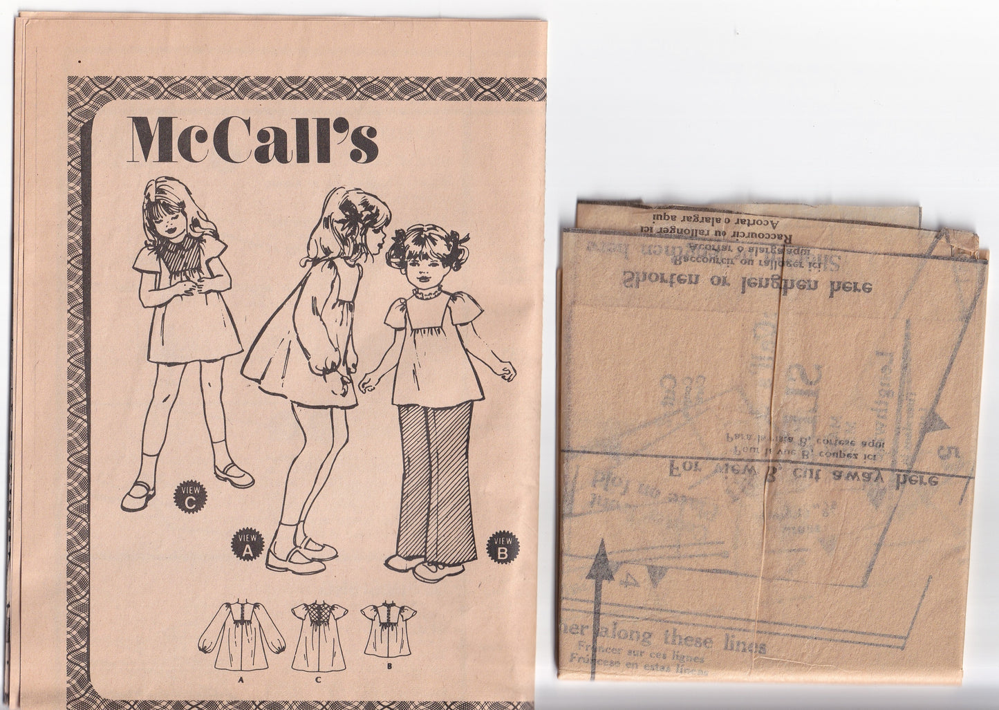 McCall's 3991 Toddler Girl's Yoked Dress & Top 1970s Vintage Paper Sewing Pattern Size 2