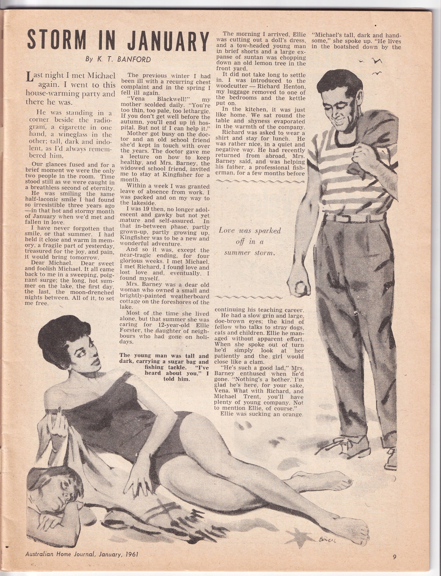 Australian Home Journal January 1961 Magazine with Womens Sheath Dress (B40) Full Skirt Dress (B32) & Girls Size 8 Playsuit & Skirt Factory Folded Paper Sewing Patterns Included