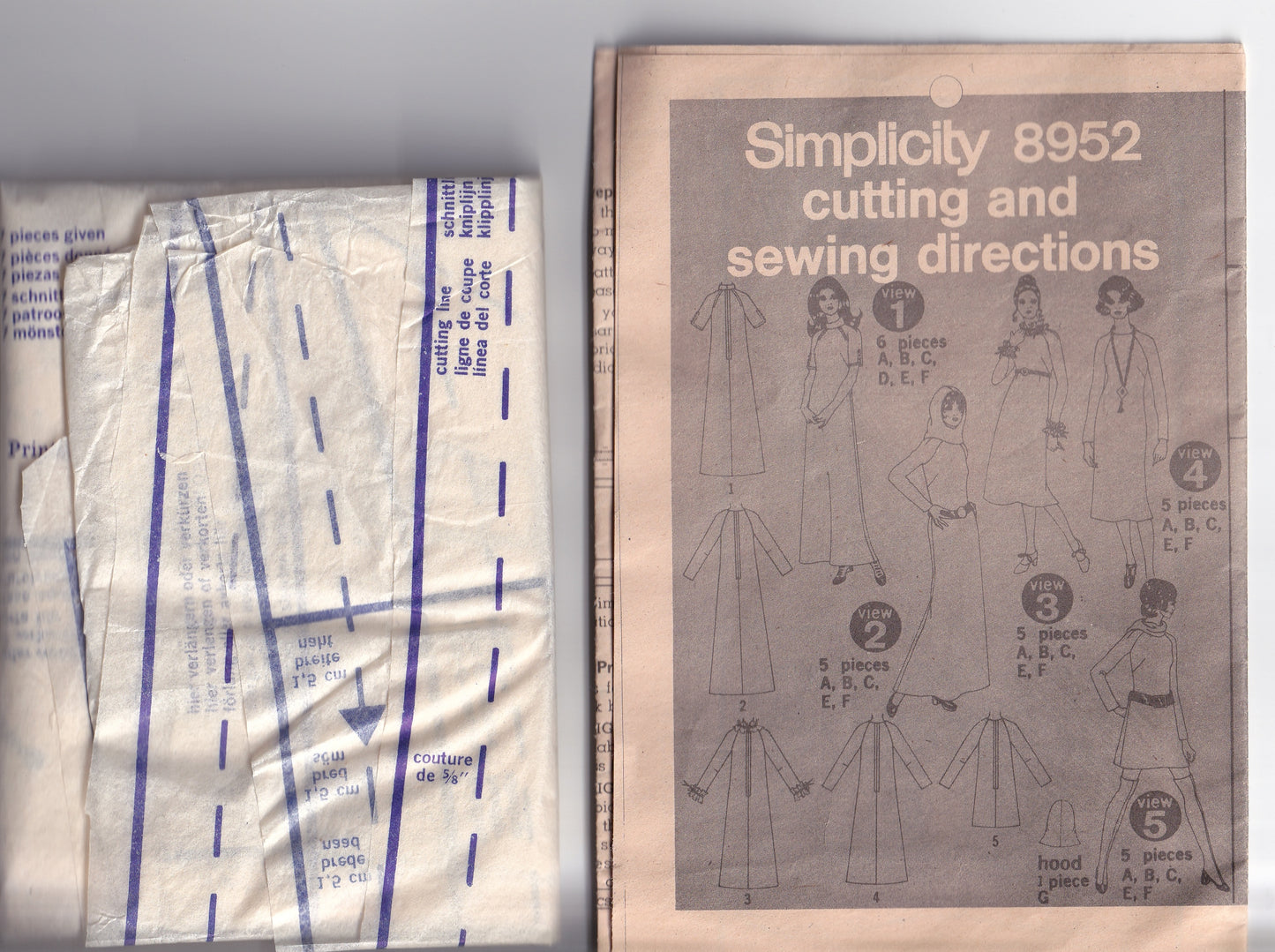 Simplicity 8952 Womens EASY Raglan Sleeved Dress in 3 Lengths & Hood 1970s Vintage Sewing Pattern Size 12 Bust 34 Inches