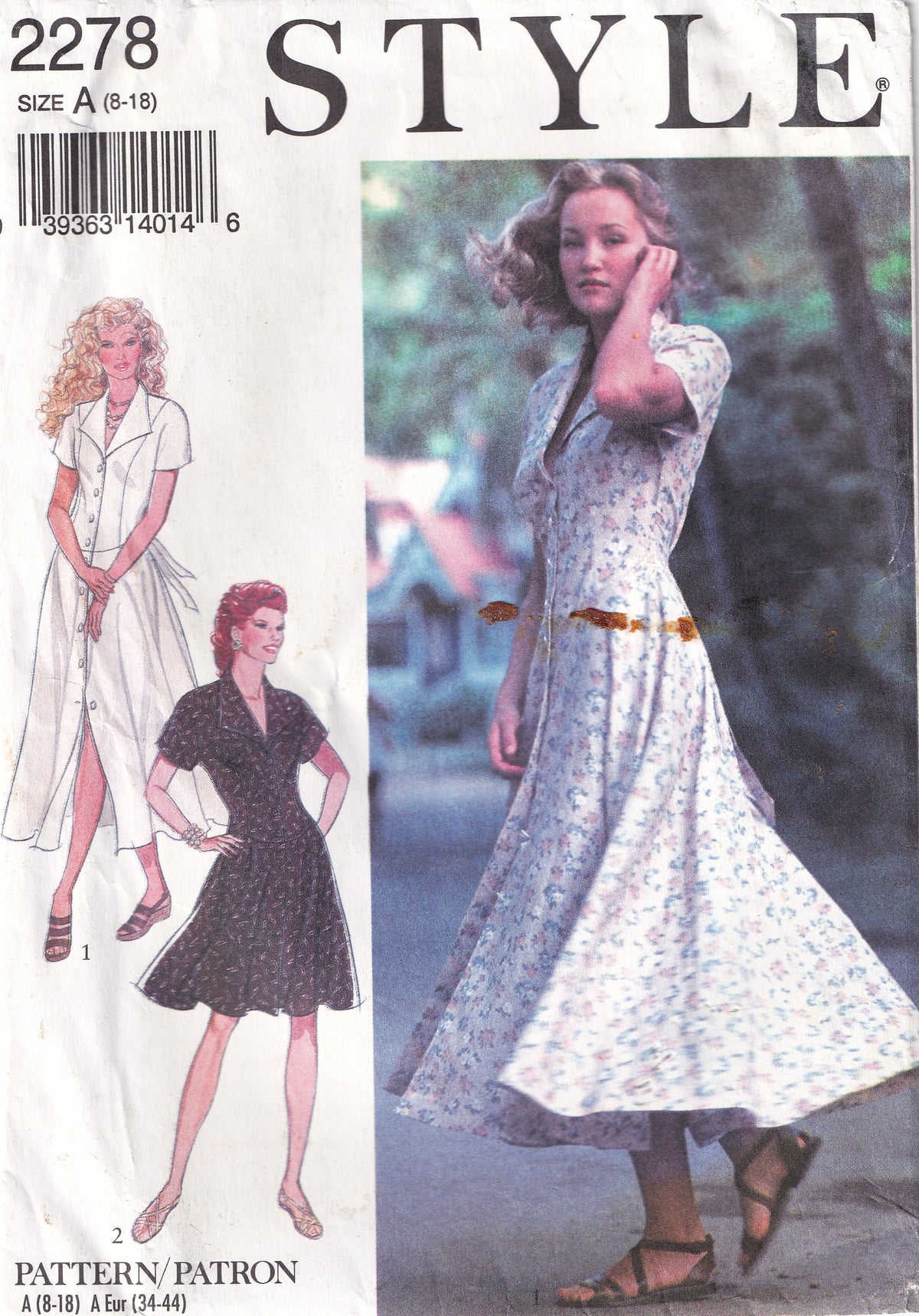 Style 2278 Womens Button Front Princess Dress 1990s Vintage Sewing Pat ...