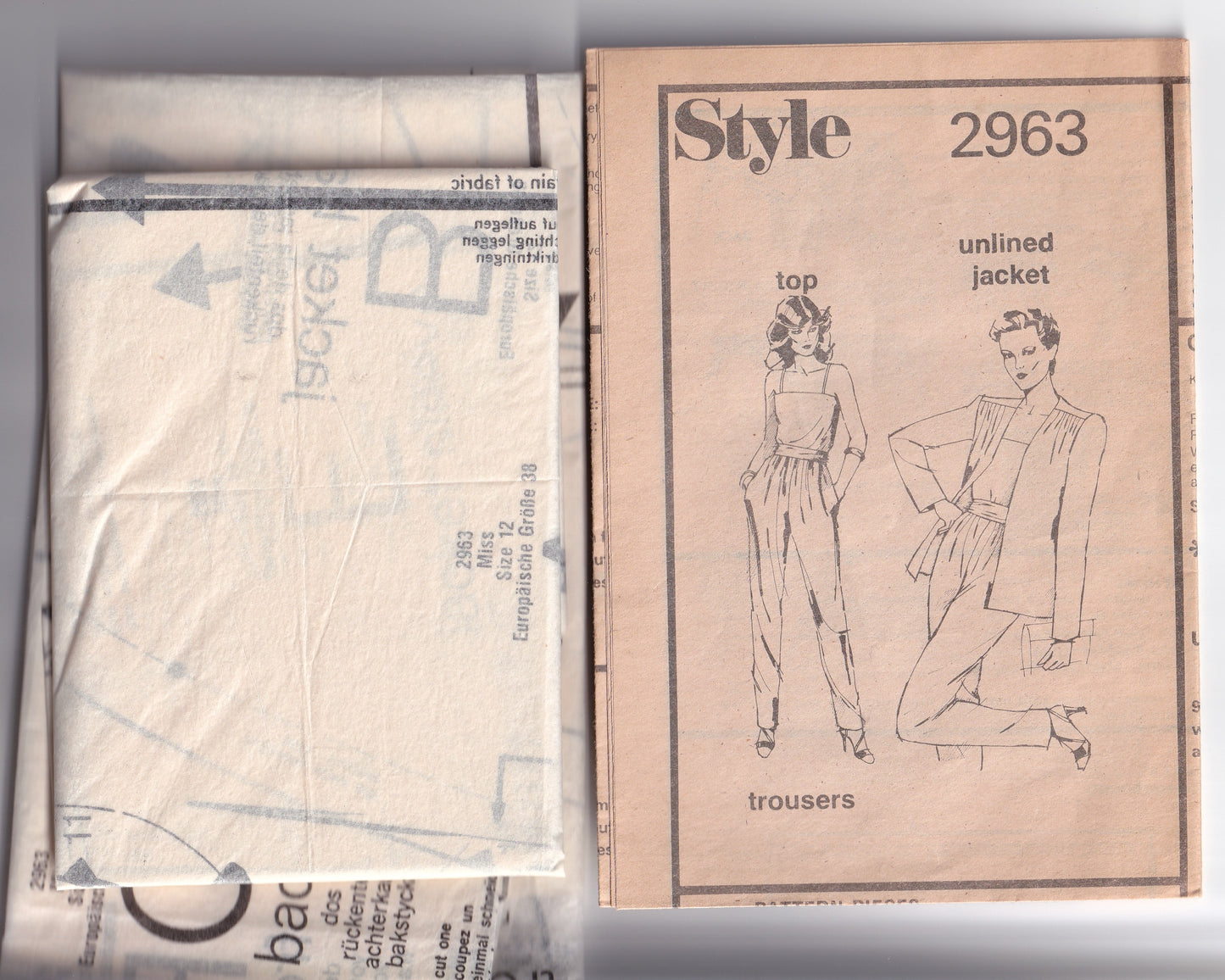 Style 2963 Womens Evening Jacket Camisole Top & Pants 1980s Vintage Sewing Pattern Size 12 Bust 34 inches