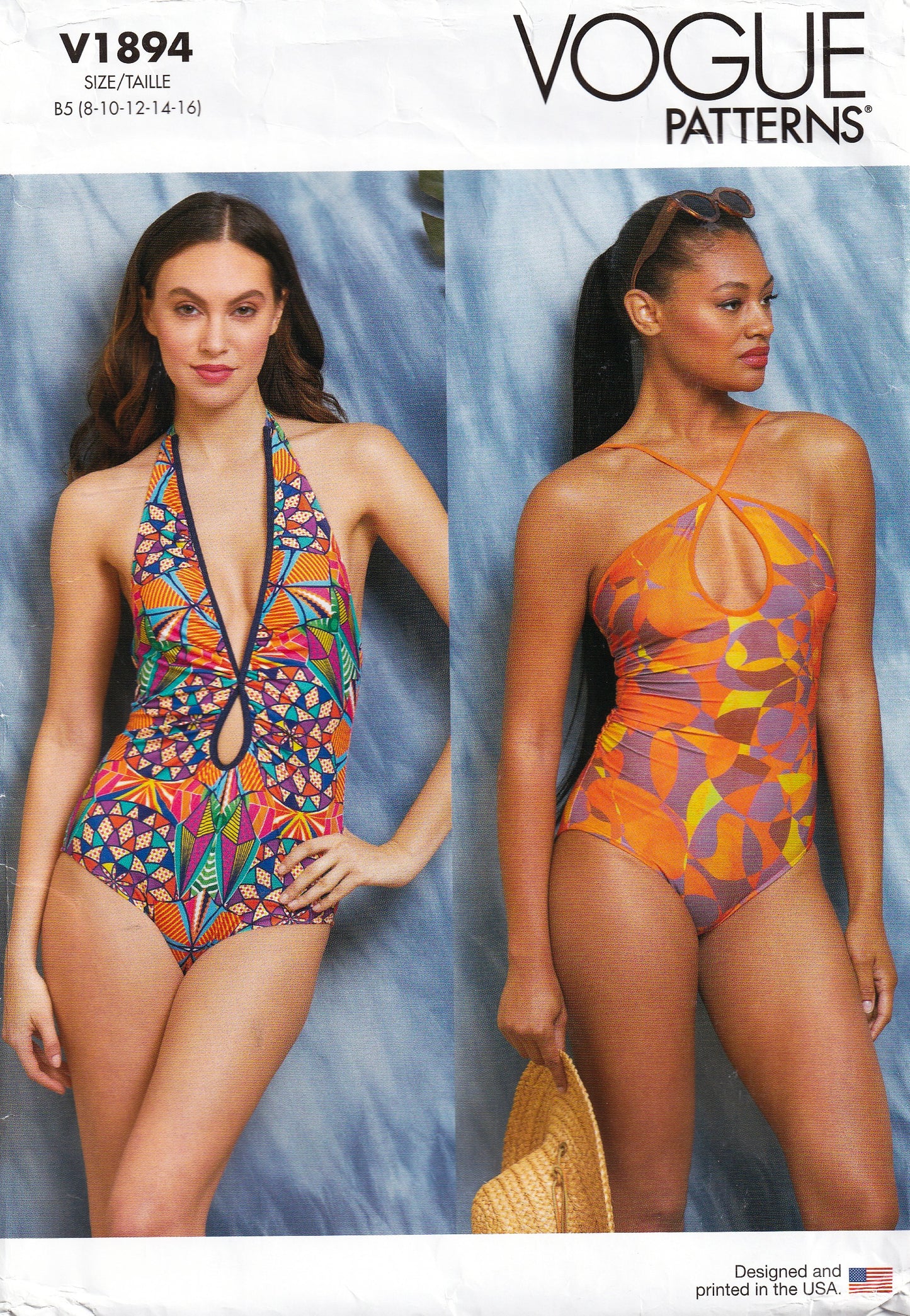 Vogue 1894 Womens Stretch One Piece Swimsuits Sewing Pattern Sizes 8 - 16 UNCUT Factory Folded