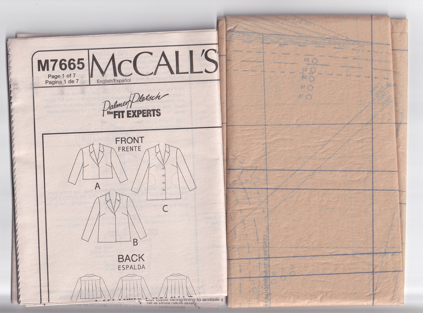 McCall's 7665 Womens PALMER PLETSCH Back Pleated Yoked Coat & Jacket Out Of Print Sewing Pattern Sizes 16 - 24 UNCUT Factory Folded
