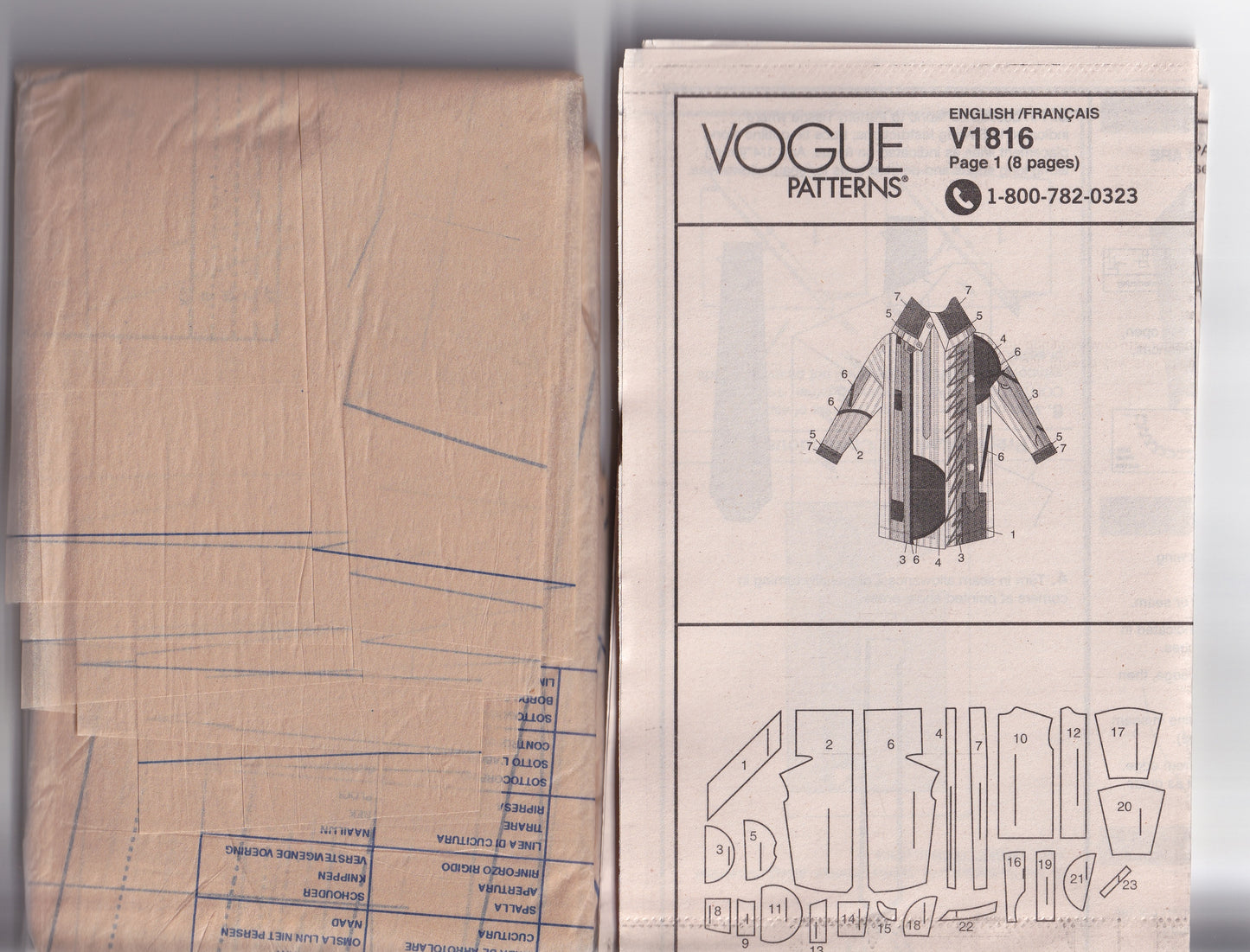 Vogue Designer Original 1816 JULIO CESARE Womens Upcycled Mens Ties Reversible Jacket Paper Sewing Pattern Size XS - XL UNCUT Factory Folded