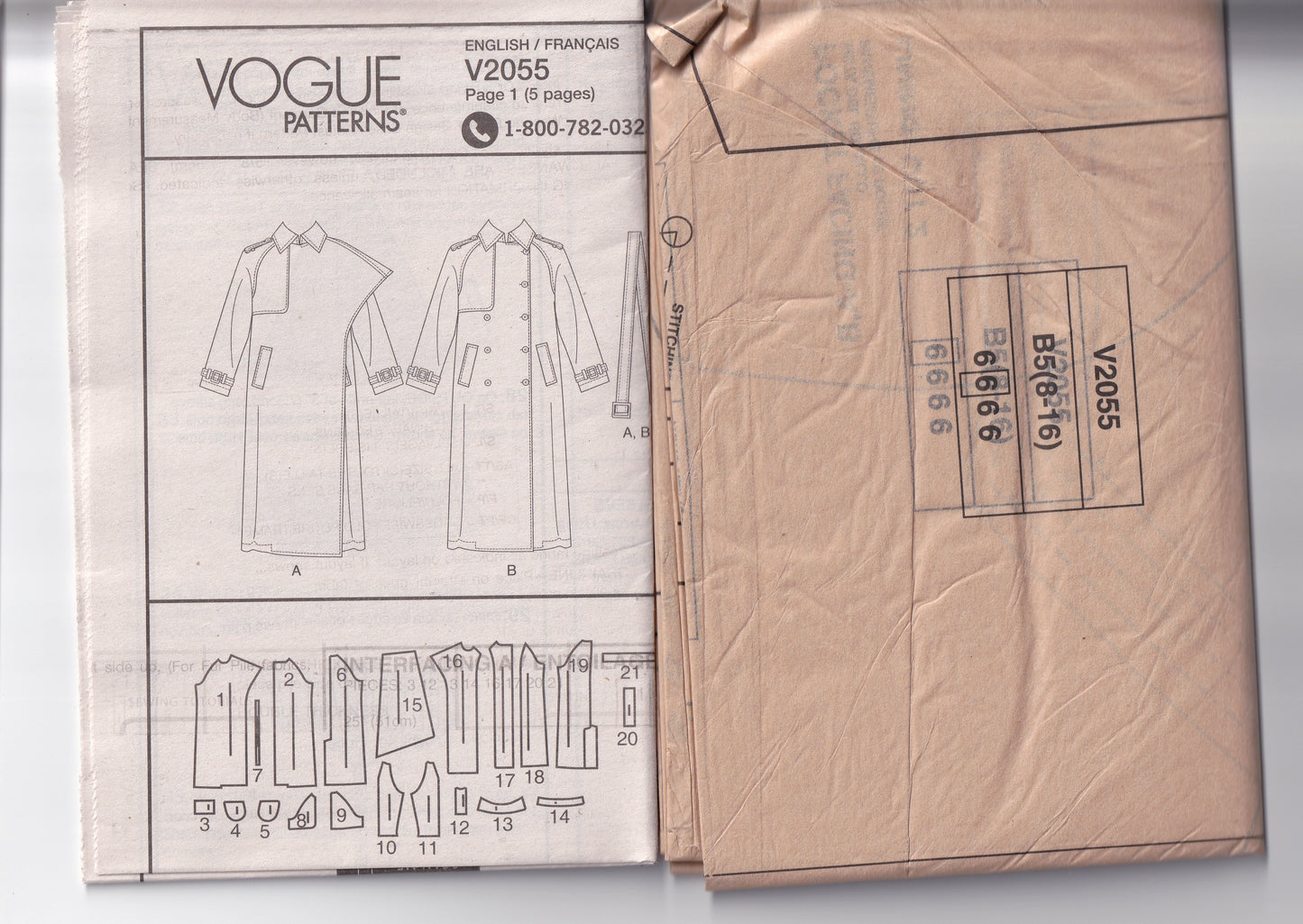 Vogue By Design 2055 Womens Asymmetric Lined Trench Coat Paper Sewing Pattern Size 8 - 16 UNCUT Factory Folded