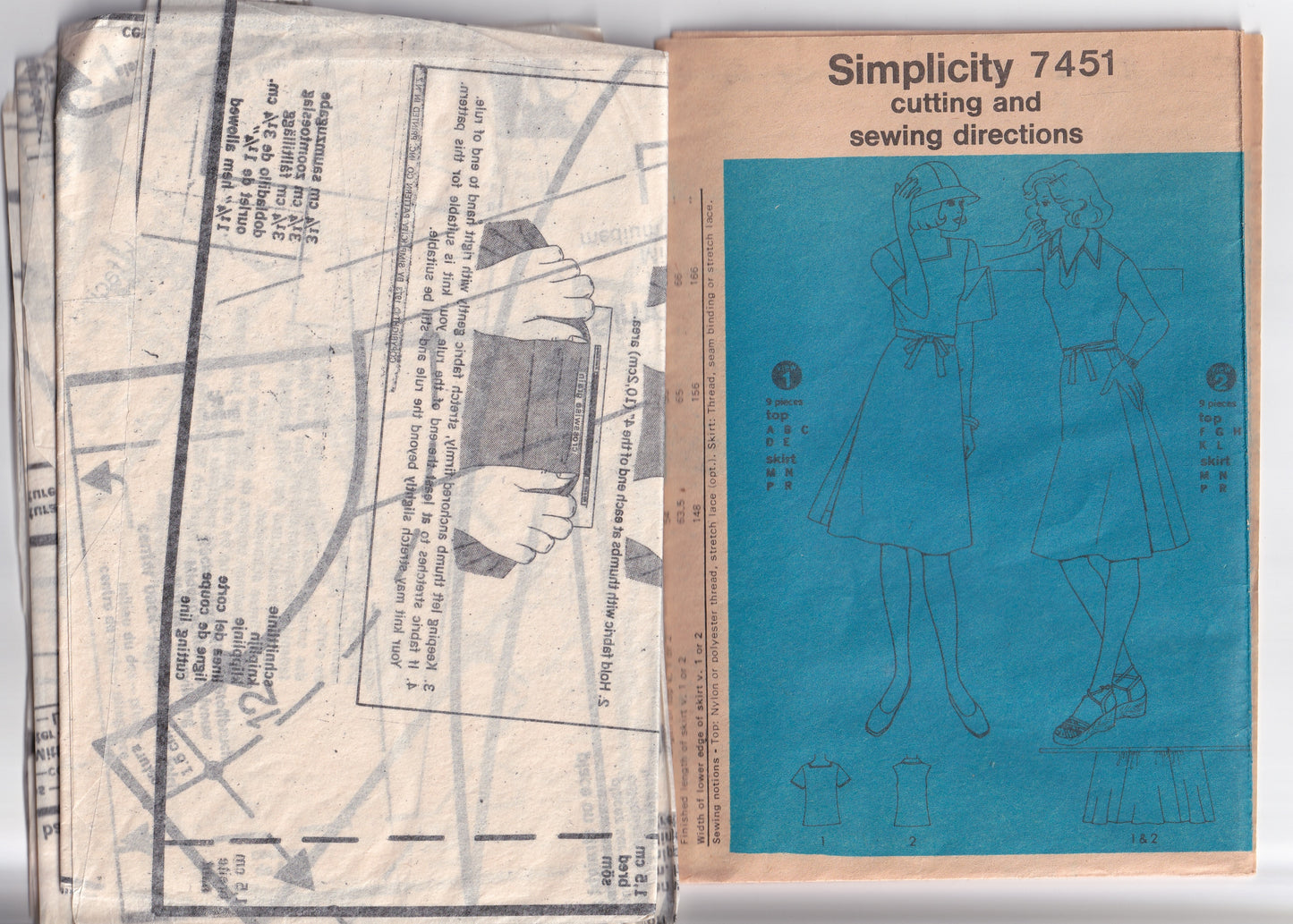 Simplicity 7451 Womens JIFFY Wrap Skirt & Stretch T Shirt Tops 1970s Vintage Sewing Pattern size MEDIUM 12 - 14