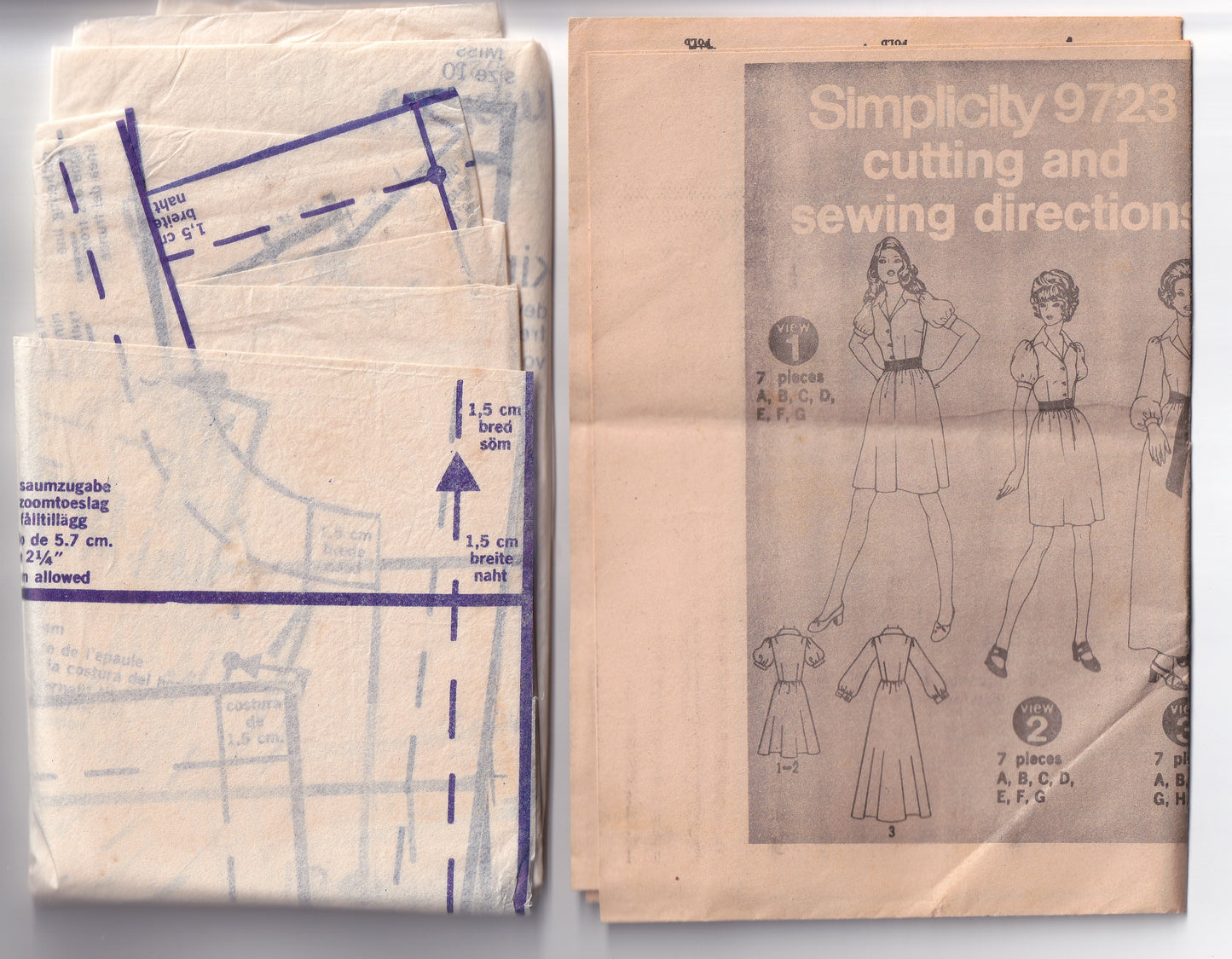 Simplicity 9723 Womens Colour Blocked Shirtdress 1970s Vintage Sewing Pattern Size 10 Bust 32.5 Inches