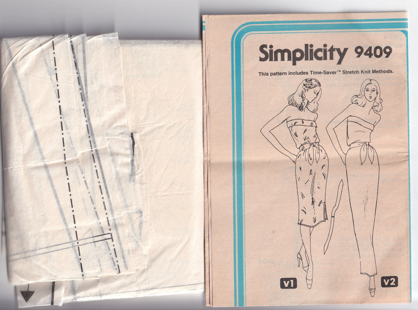 Simplicity 9409 Womens JIFFY Stretch Knit Strapless Tube Dress 1970s Vintage Sewing Pattern Size 12 Bust 34 Inches