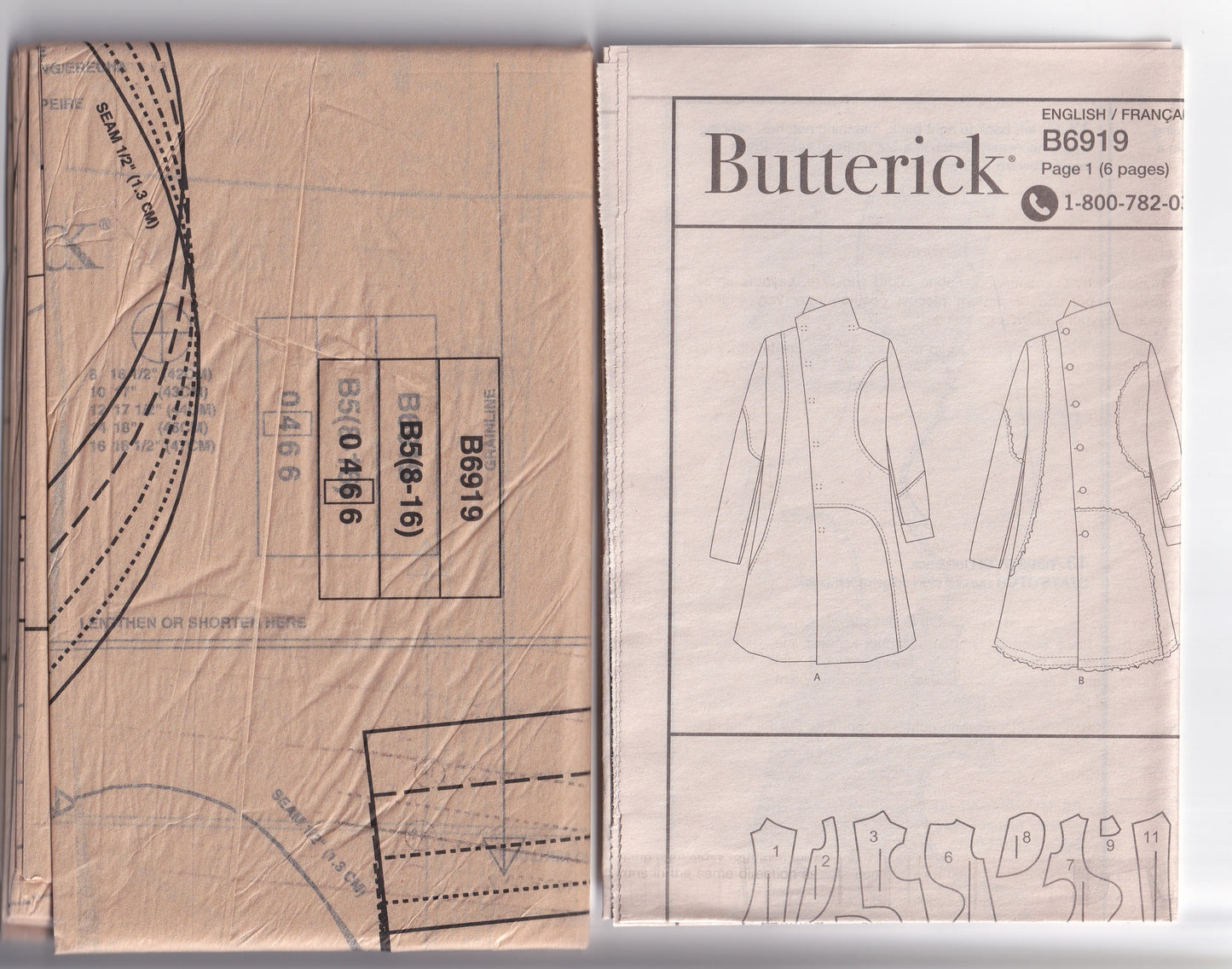 Butterick 6919 KATHERINE TILTON Womens Flared Coat with Seam Detail & Pockets Sewing Pattern Size 8 - 16 UNCUT Factory Folded