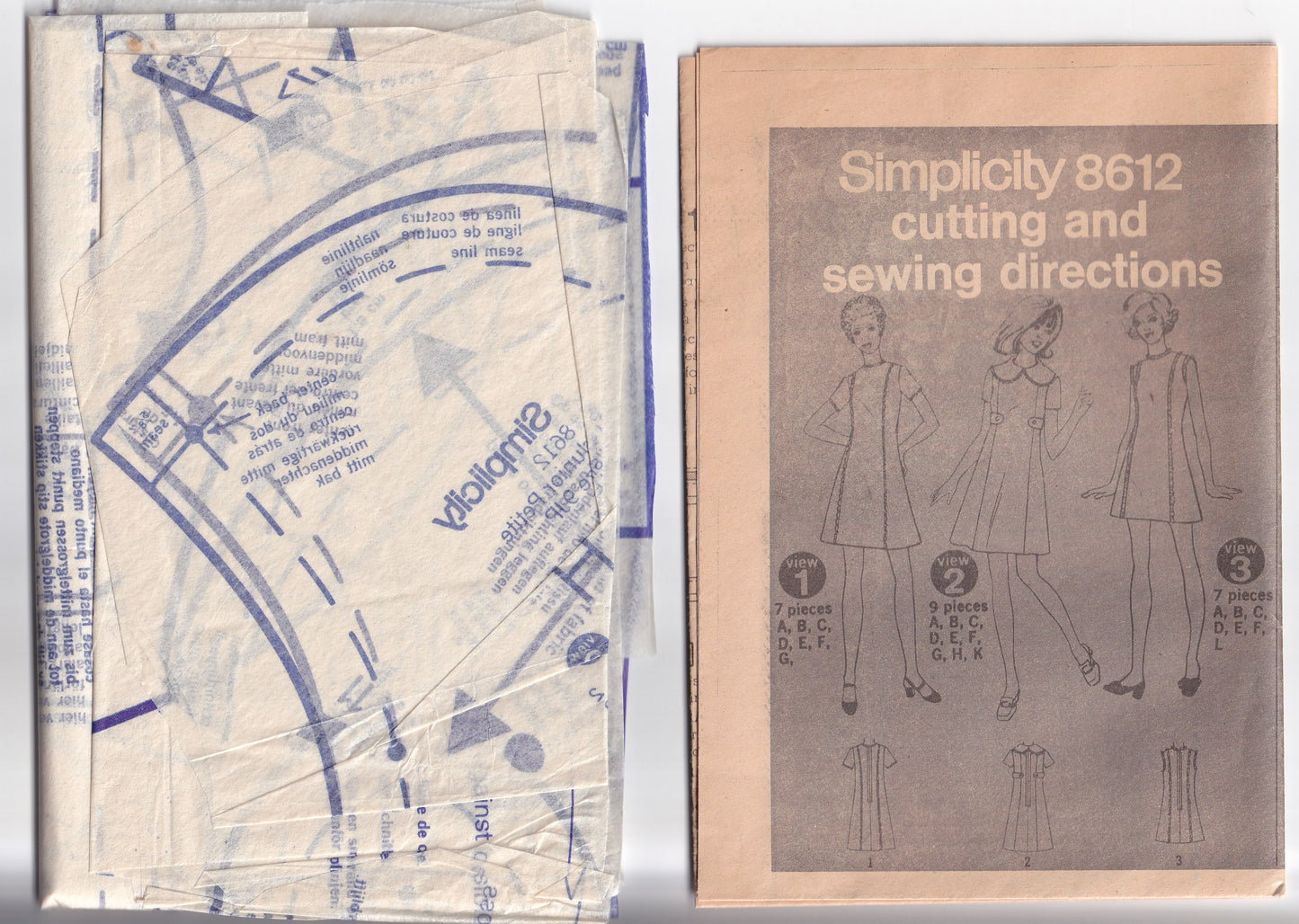 Simplicity 8612 Young Junior Teens Mini Dress 1960s Vintage Sewing Pattern Bust 33 Inches