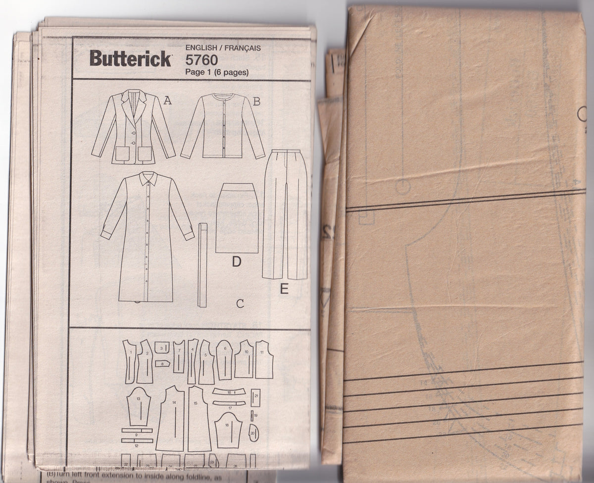 Butterick 5760 Womens Lifestyle Wardrobe Out Of Print Paper Sewing Pattern Size 14 - 22 UNCUT Factory Folded