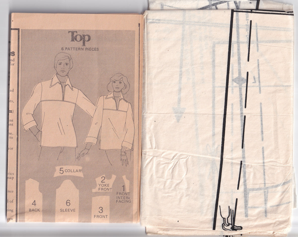 Butterick 4625 Womens Wide Collar Pullover Caftan Top with Turn Back Cuffs 1970s Vintage Paper Sewing Pattern Size MEDIUM 12 - 14