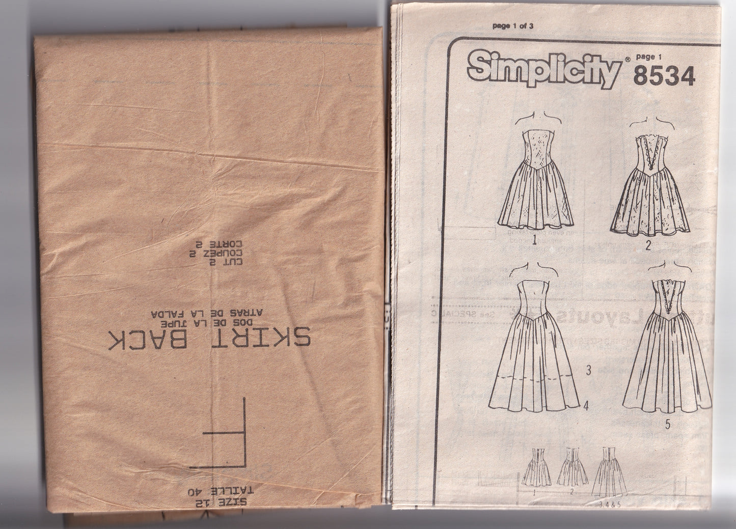 Simplicity 8534 GUNNE SAX Womens Evening Strapless Boned Bodice Dress 1980s Vintage Paper Sewing Pattern Size 12 Bust 34 Inches