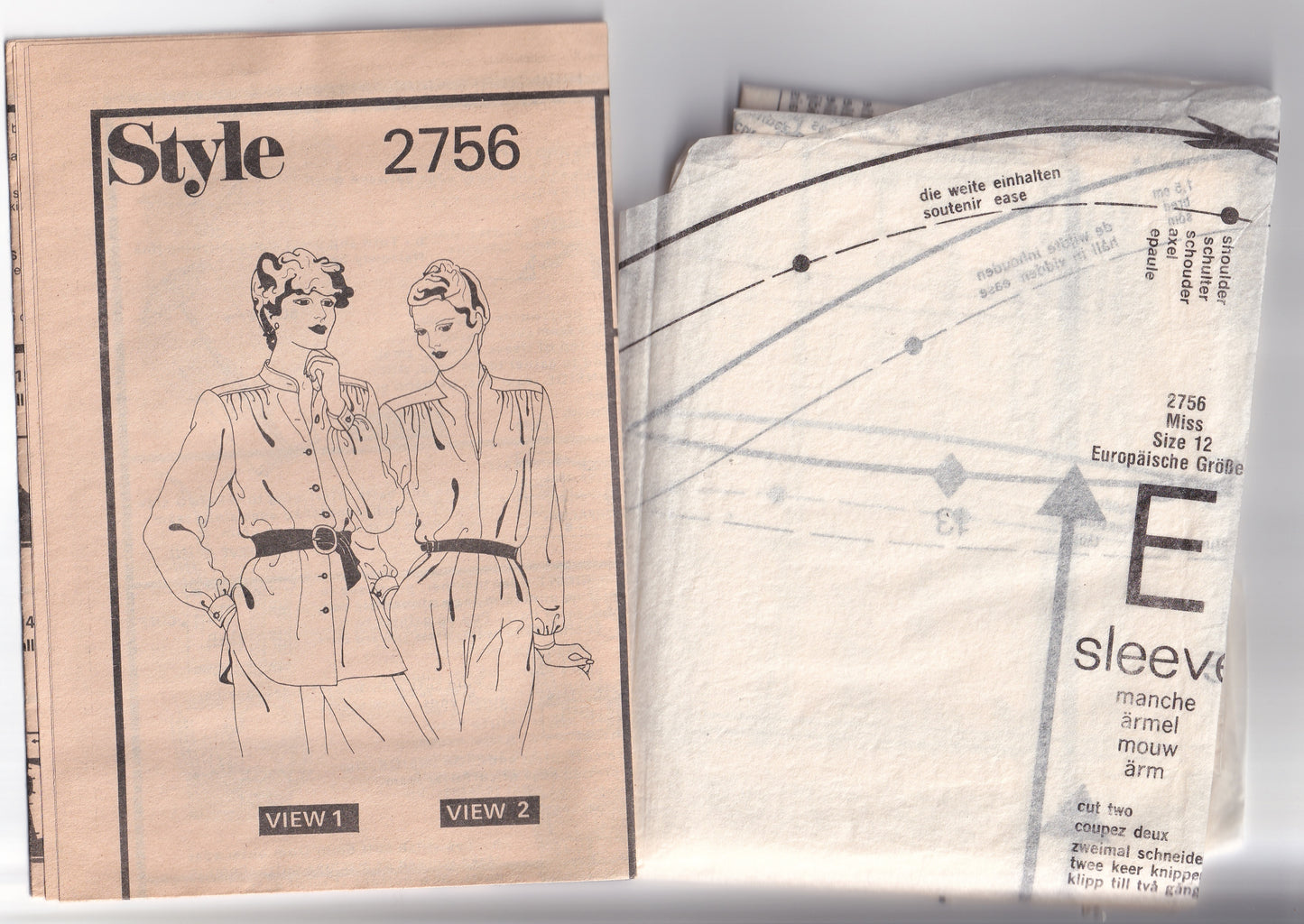 Style 2756 Womens Gathered Shoulder Pullover Blouse 1970s Vintage Paper Sewing Pattern Size 12 Bust 34 inches