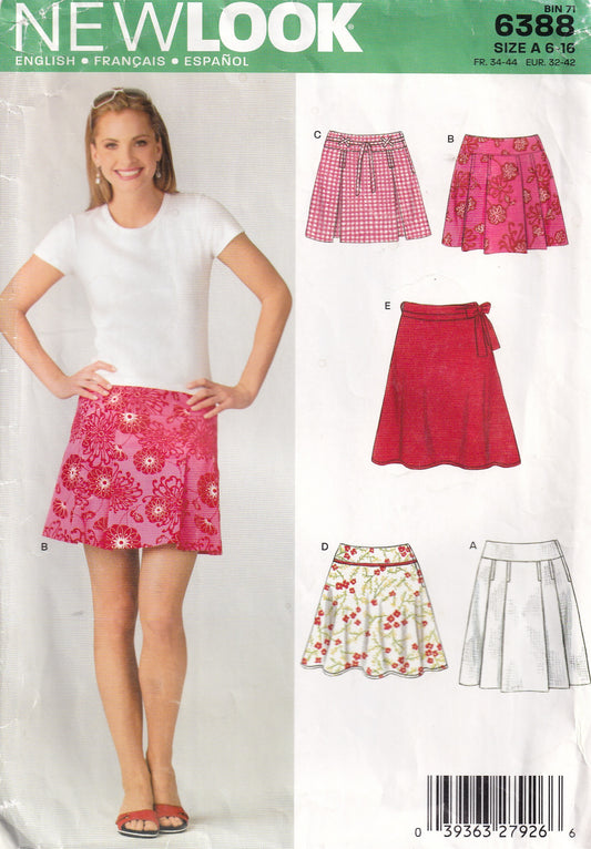 New Look 6388 Womens Hipster Skirts Out Of Print Sewing Pattern Size 6 - 16 UNCUT Factory Folded