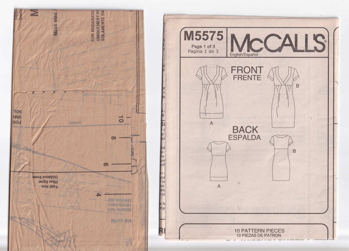 McCall's 5575 HILARY DUFF Womens Stretch Knit Empire Waisted Dress & Tunic Out Of Print Sewing Pattern Size 4 - 12 UNCUT Factory Folded