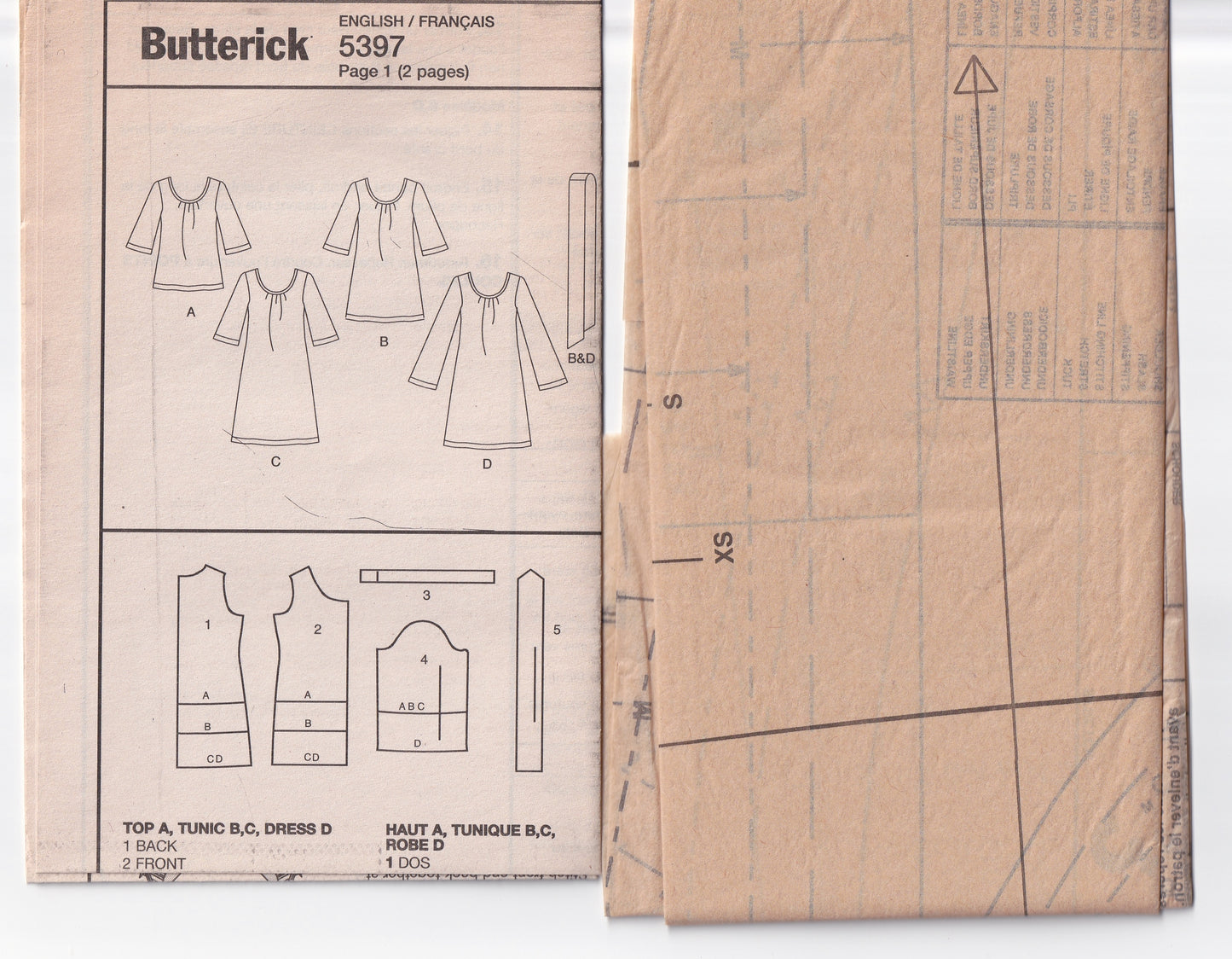 Butterick 5397 Womens EASY 1 Hour Stretch Knit Pullover Dress Top Tunic & Belt Out Of Print Sewing Pattern Size XS - M UNCUT Factory Folded