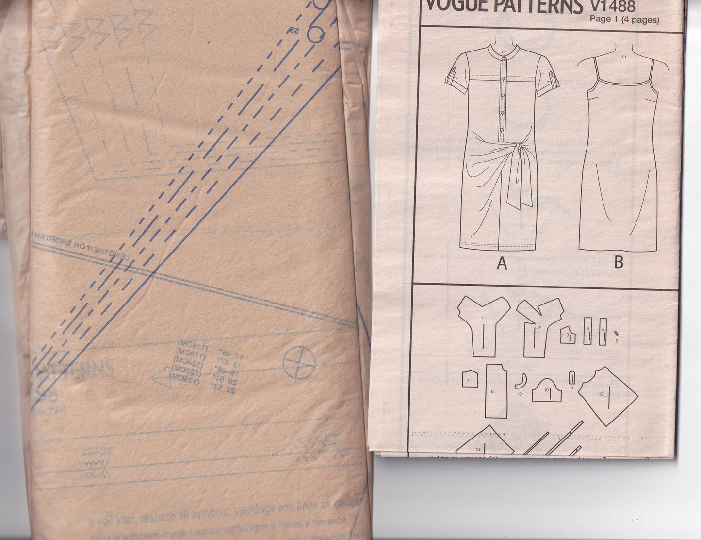 Vogue American Designer 1488 DKNY Womens Tie Front Shirtdress & Slip Out Of Print Sewing Pattern Size 14 - 22 UNCUT Factory Folded