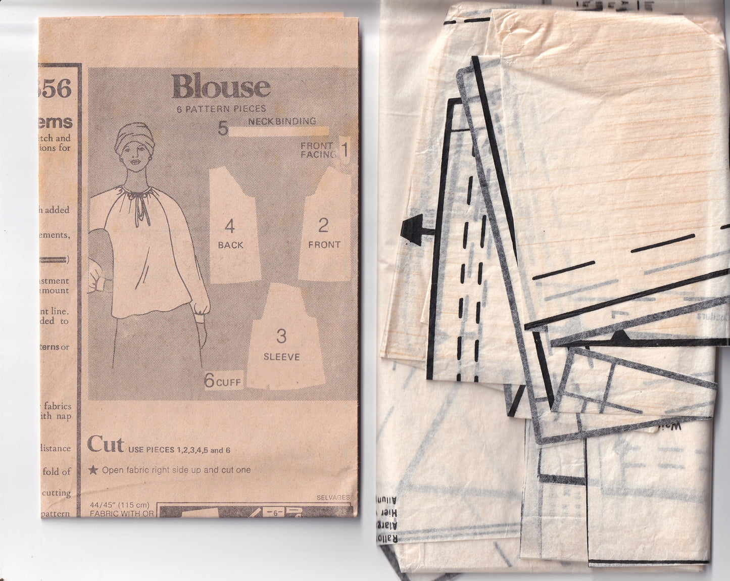 Butterick 5656 Womens Raglan Sleeved Peasant Tops 1970s Vintage Sewing Pattern Size 16 Bust 38 inches