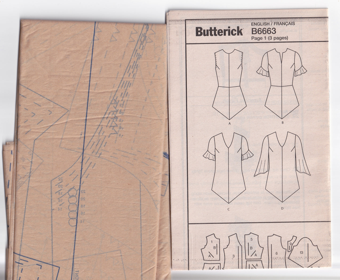 Butterick 6663 Womens Bias Cut Tops Sewing Pattern Sizes 14 - 22 UNCUT Factory Folded