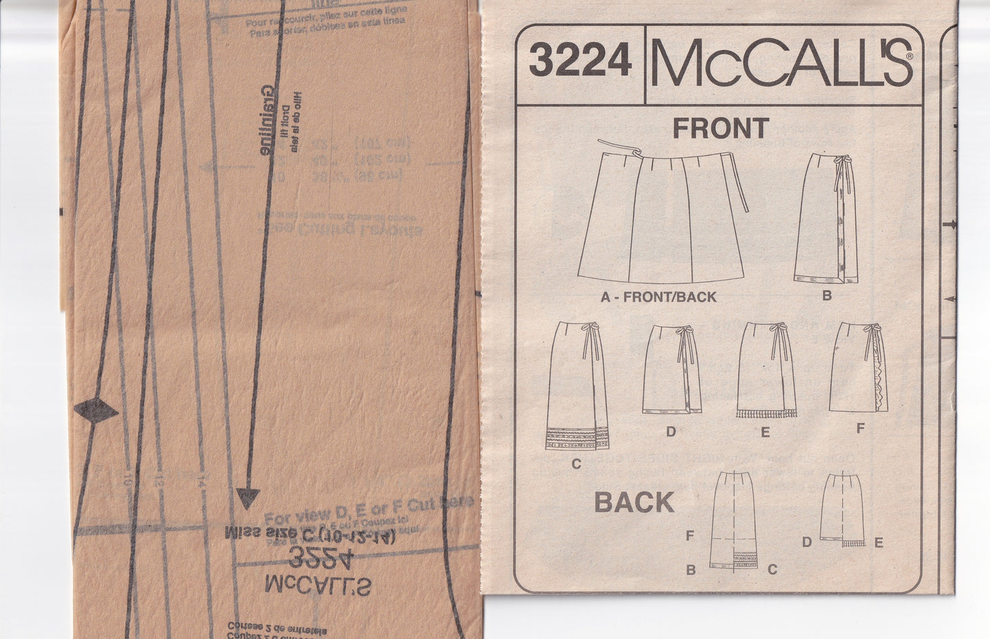 McCall's 3224 Womens EASY Summer Wrap Skirts Out Of Print Sewing Pattern Size 10 - 14 UNCUT Factory Folded