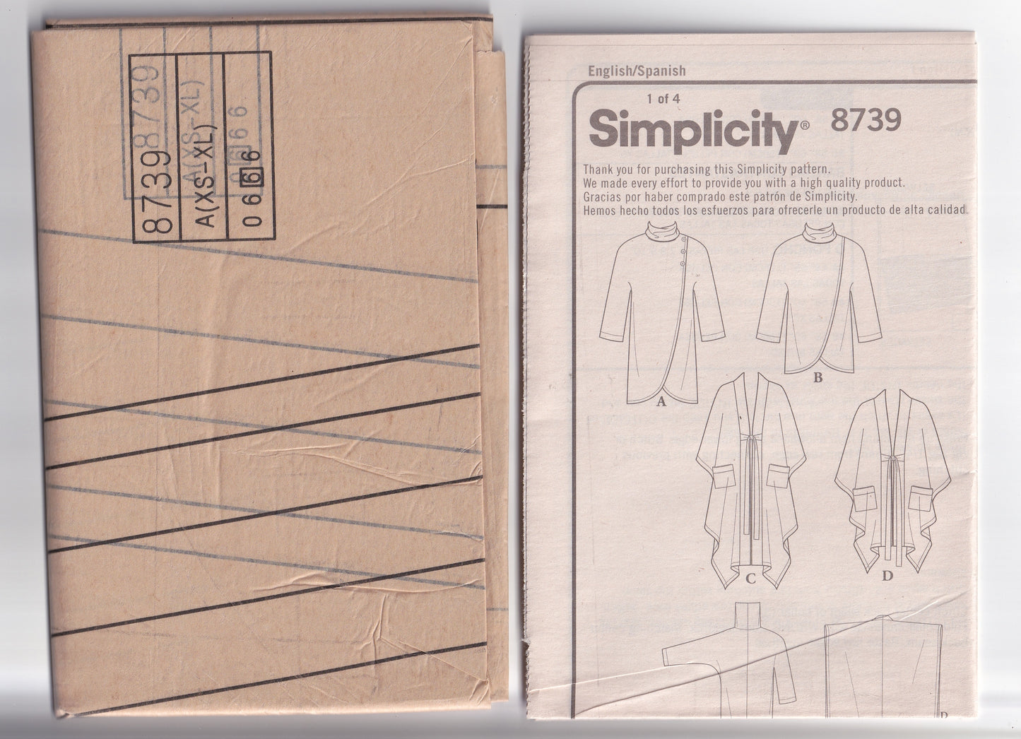 Simplicity 8739 Womens Stretch Knit Poncho & Pullover Sweater Out Of Print Paper Sewing Pattern Sizes XS - XL UNCUT Factory Folded