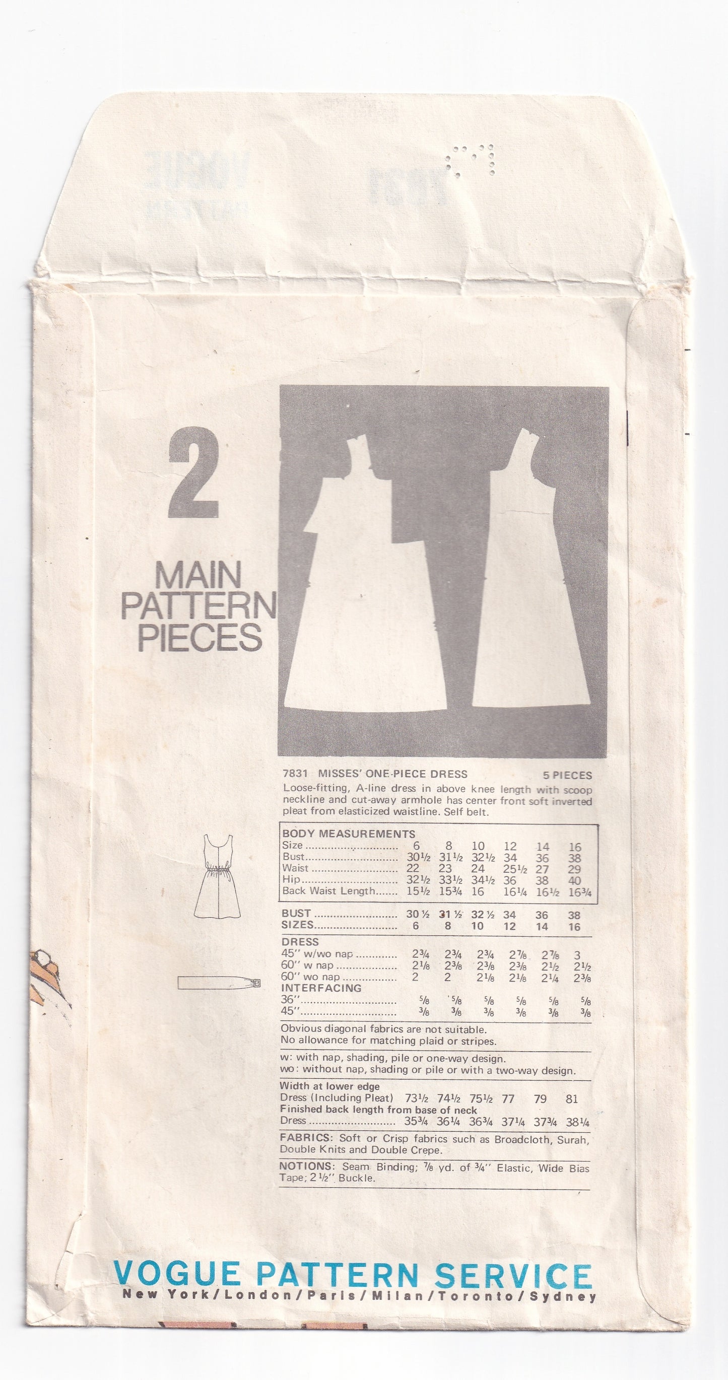 Very Easy Vogue 7831 Womens A Line Sundress 1970s Vintage Paper Sewing Pattern Size 12 Bust 34 Inches