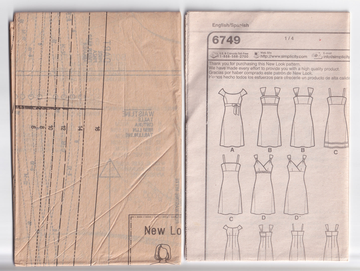 New Look 6749 Womens Yoked Sundresses Out Of Print Sewing Pattern Size 6 - 16 UNCUT Factory Folded