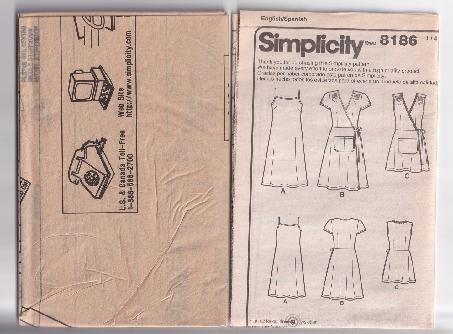 Simplicity 8186 DOTTIE ANGEL Womens Loose Fitting Dress & Tunic Sewing Pattern Sizes 4 - 12 UNCUT Factory Folded