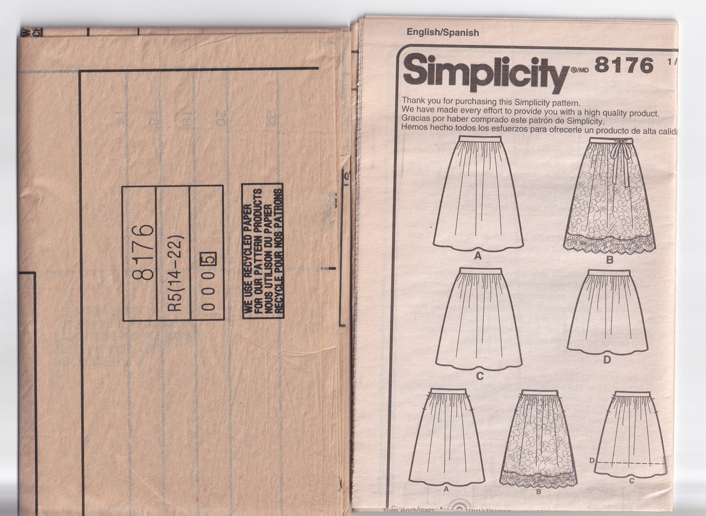 Simplicity 8176 Womens EASY Dirndl Skirts Out Of Print Sewing Pattern Size 14 - 22 UNCUT Factory Folded
