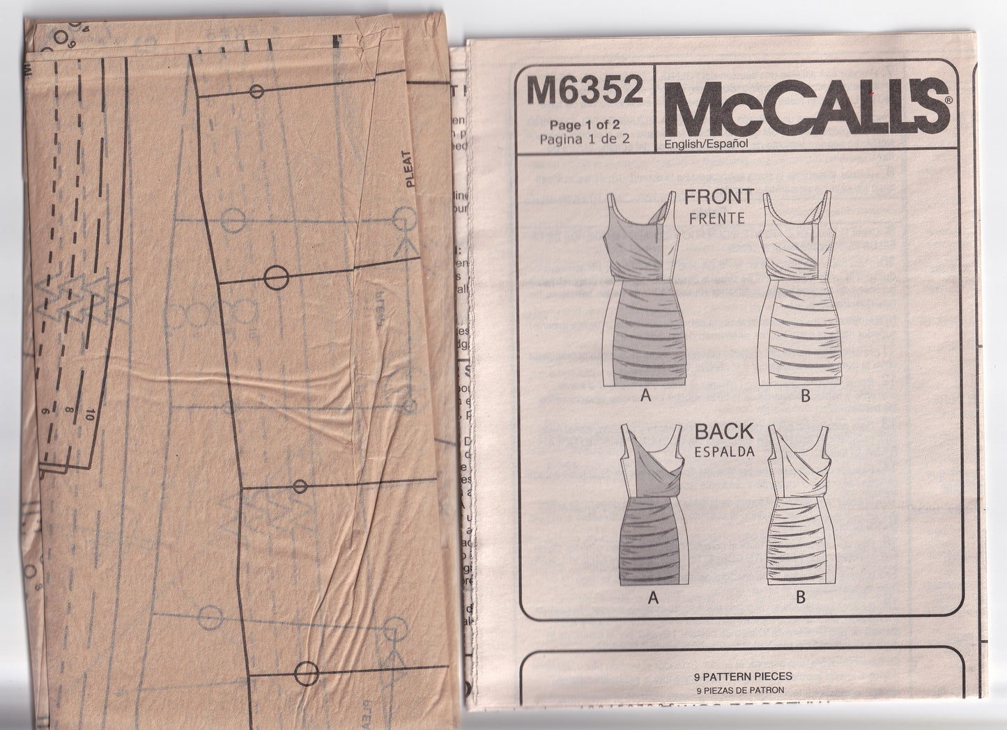 McCall's 6352 Womens Stretch Knit Asymmetric Dress Out Of Print Sewing Pattern Sizes 4 - 10 UNCUT Factory Folded
