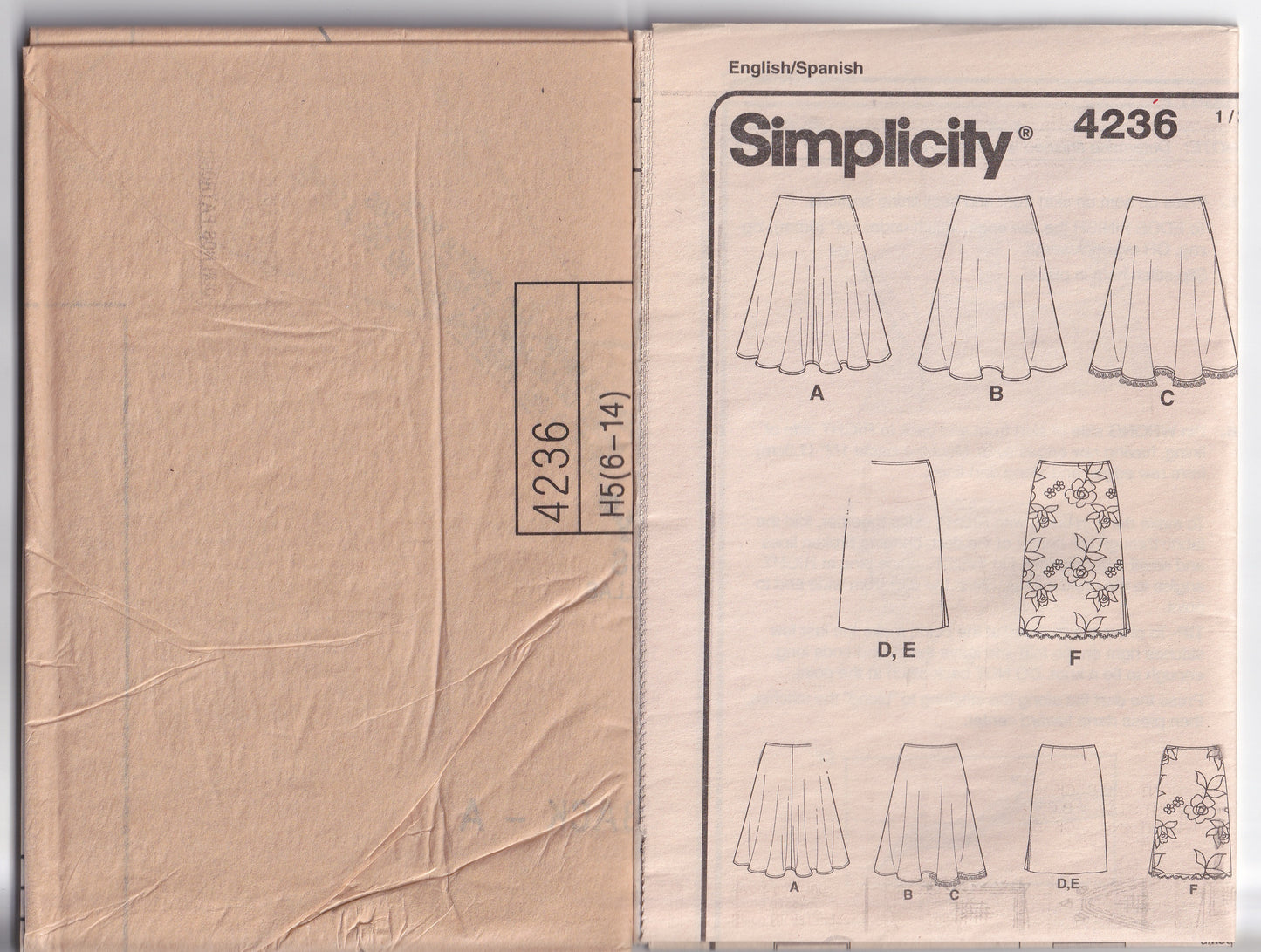 Simplicity 4236 Womens EASY Full or Half Circle Skirts Out Of Print Sewing Pattern Size 6 - 14 UNCUT Factory Folded