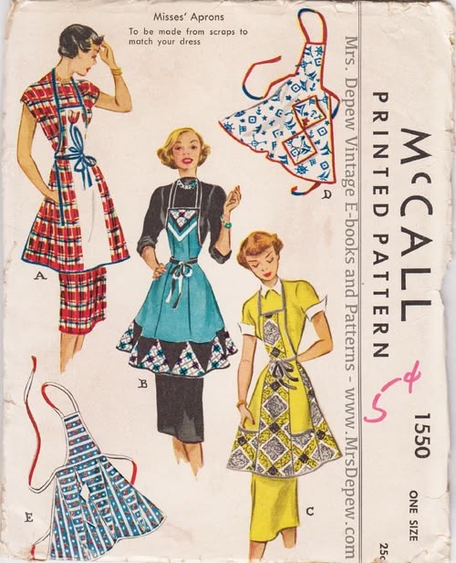 McCall's 1550 Womens Geometric Scrap Aprons 1950s Vintage Paper Sewing Pattern ONE SIZE