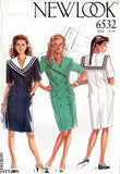 New Look 6532 Womens Double Breasted Sailor Collar Dress 1990s Vintage Sewing Pattern Size 6 - 18 UNCUT Factory Folded