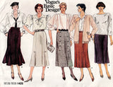 Vogue Basic Design 1425 Womens Pleated Skirts in 5 Styles 1980s Vintage Sewing Pattern Size 10  Waist 25 inches
