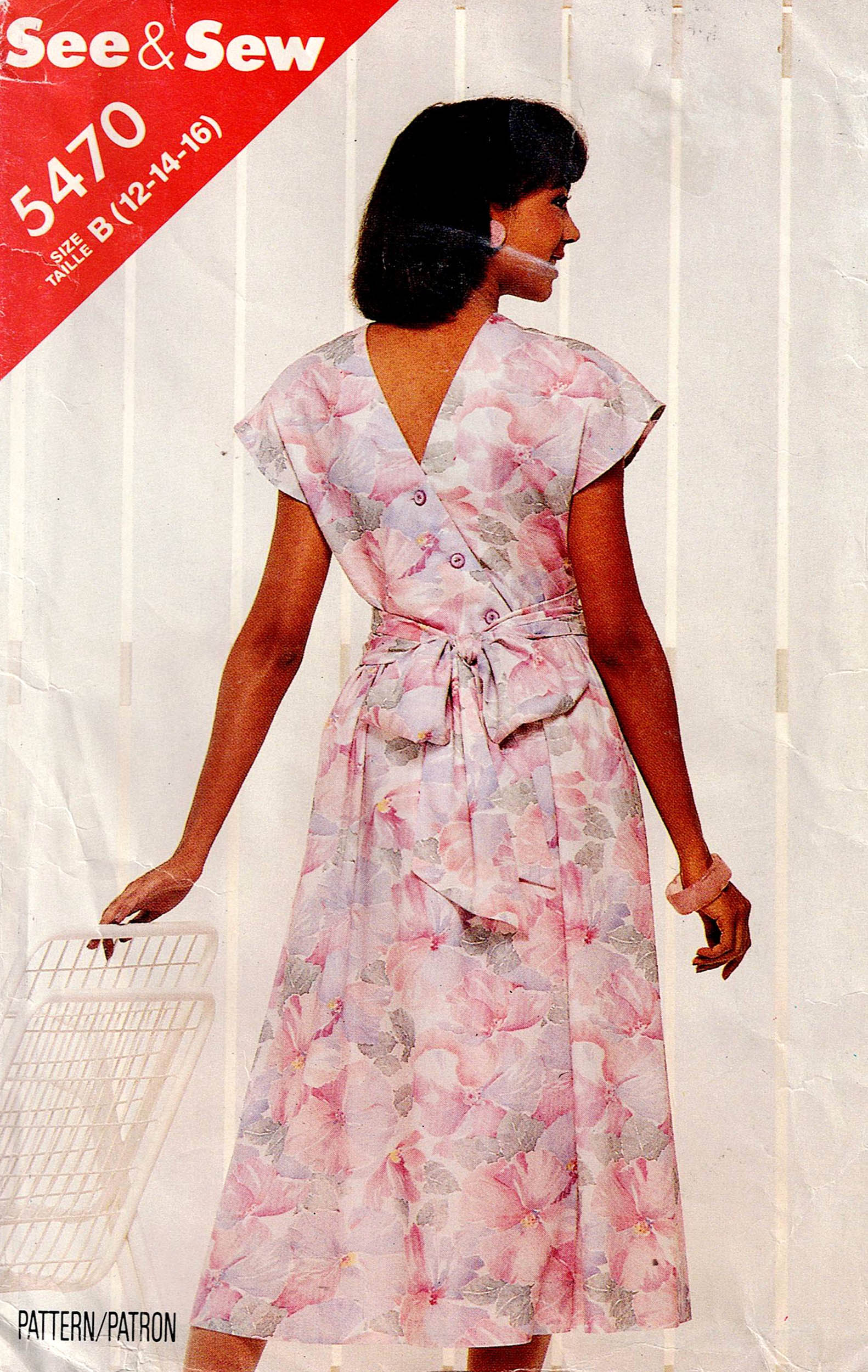 Wrapped Sundress Pattern Butterick See & Sew 5470 Womens Back Wrap Sundress 1980s Vintage Paper ...