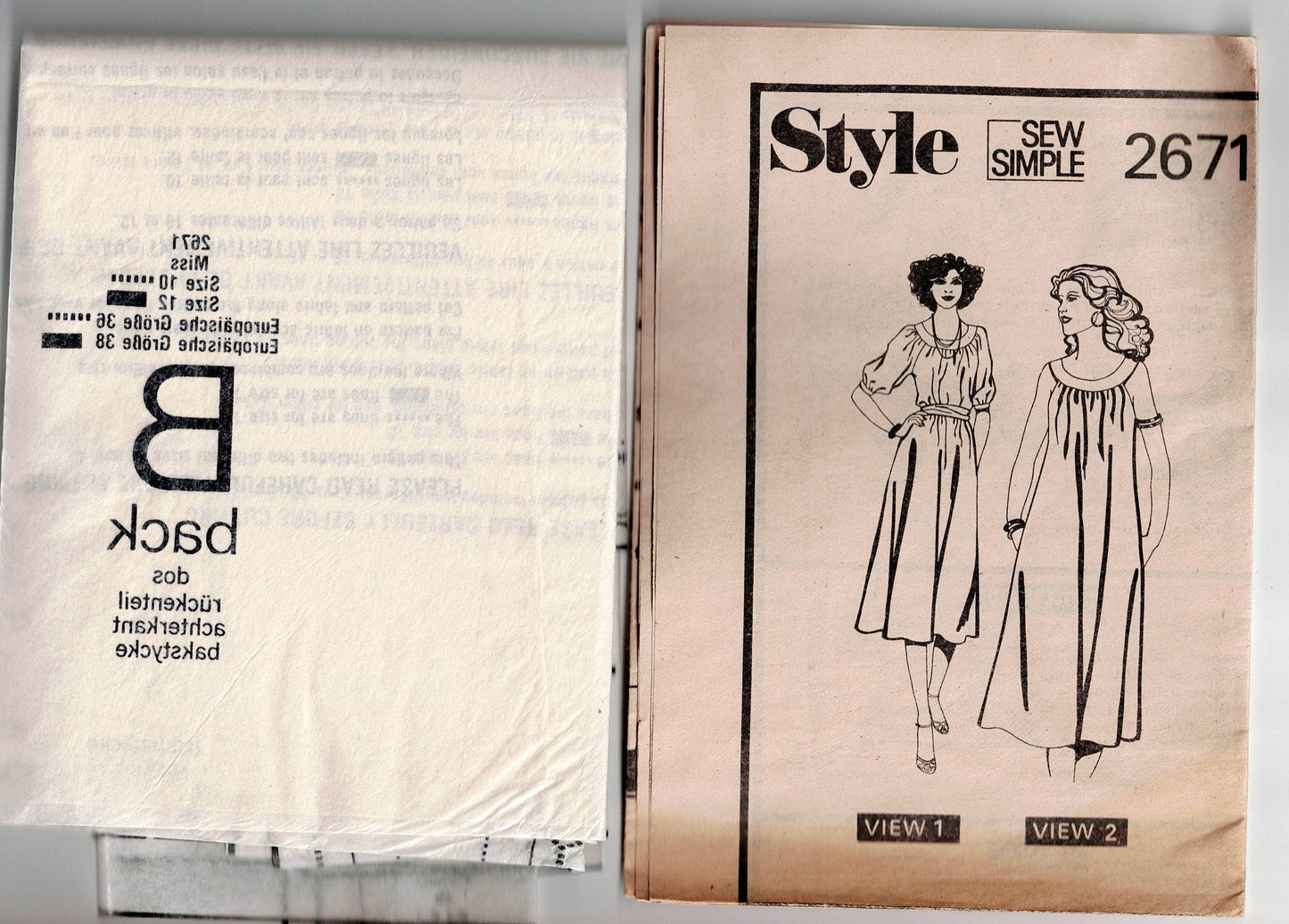 Style 2671 Womens EASY Pullover Summer Dresses 1980s Vintage Sewing Pattern Size 10 & 12