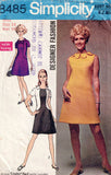 Simplicity 8485 Womens Designer Petal Collar Dress with Color Block Options 1960s Vintage Sewing Pattern Size 14 Bust 36 inches