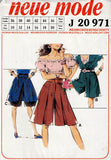Neue Mode J 20971 Womens Pleated Culottes / Split Skirt in 3 Styles 1980s Vintage Sewing Pattern Size 10 - 20 UNCUT Factory Folded
