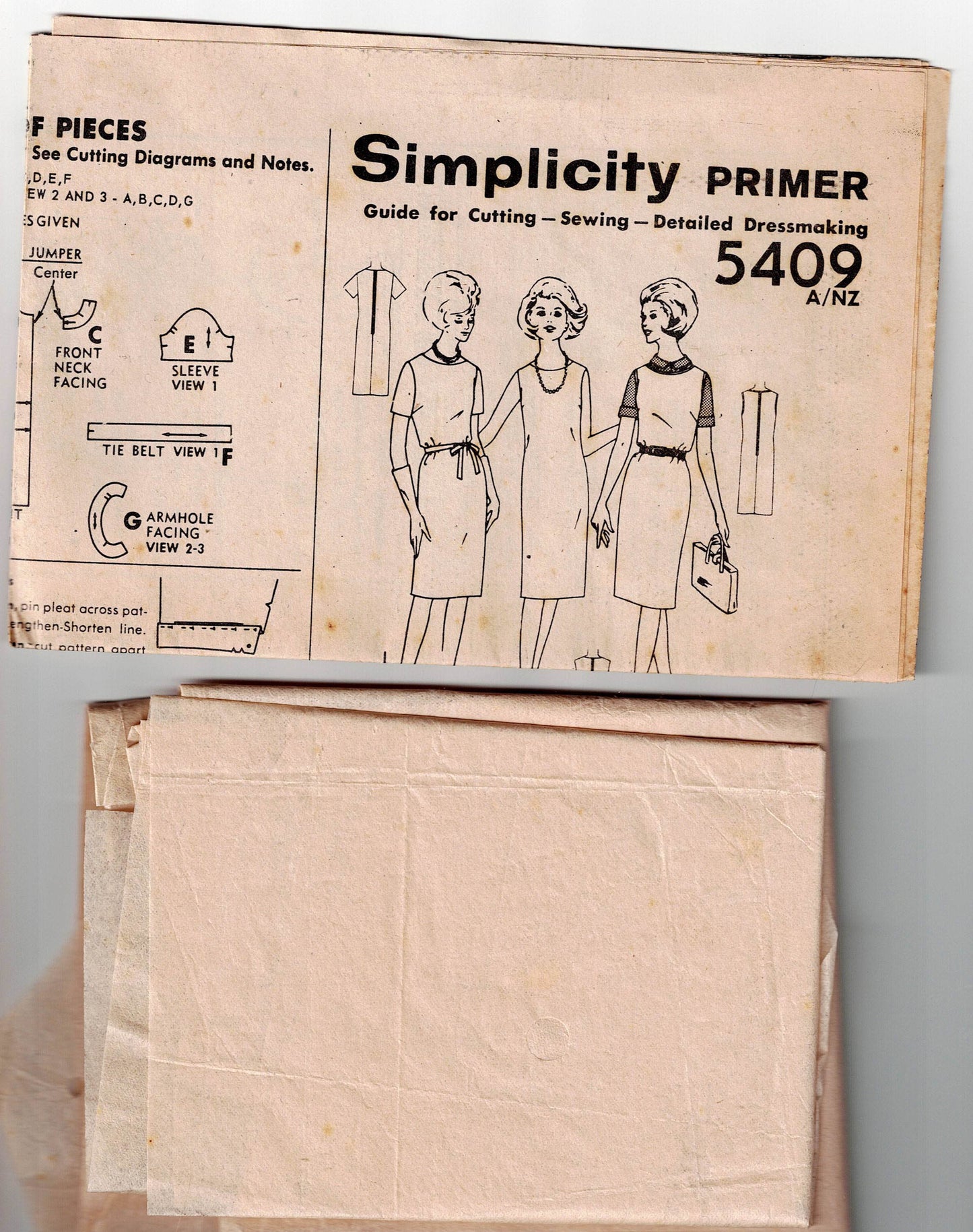 Simplicity 5409 Womens Half Size Slim Shift Dress or Jumper 1960s Vintage Sewing Pattern Size 14 1/2 Bust 35 inches