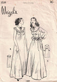 Weigel's 1530 Womens Round Yoked Full Length Nightgowns 1950s Vintage Sewing Pattern MEDIUM Bust 34 - 36 Inches UNUSED Factory Folded