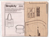 Simplicity 2243 Womens Shopping Tote Bag & Carryall Out Of Print Sewing Pattern UNCUT Factory Folded