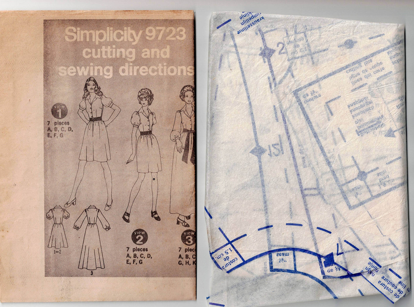 Simplicity 9723 RARE Womens Puff Sleeved Colour Block Dress 1970s Vintage Sewing Pattern Size 12 Bust 34 inches