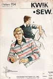 Kwik Sew 704 Mens Wide Collar Stretch Knit Rugby Polo Shirts 1970s Vintage Vintage Sewing Pattern Size S - XL UNCUT Factory Folded