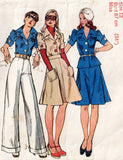 Simplicity 6110 Womens Wide Collared Blouse Skirt & Flared Pants 1970s Vintage Sewing Pattern Size 12 Bust 34 Inches