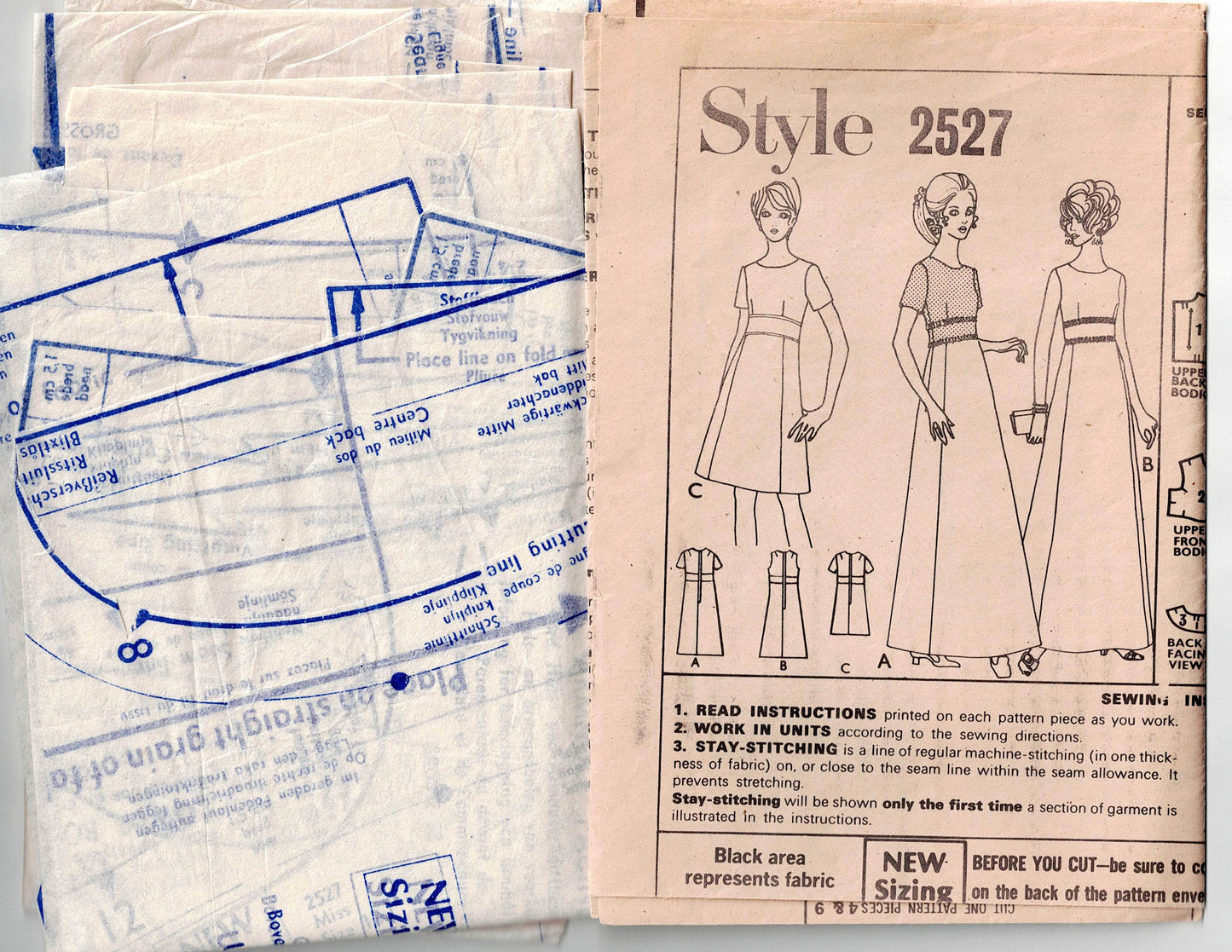 Style 2527 Womens Empire Waisted Midriff Evening / Prom / Bridesmaids Gown 1960s Vintage Sewing Pattern Size 12 Bust 34 inches