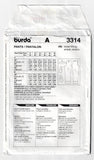Burda 3314 Womens Loose Fitting Pleated Pants 1990s Vintage Sewing Pattern Sizes 8 - 18 UNCUT Factory Folded