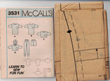 McCall's 3531 Womens EASY Stretch Top Shorts & Pants 1980s Vintage Sewing Pattern Size SMALL 10 - 12 UNCUT Factory Folded